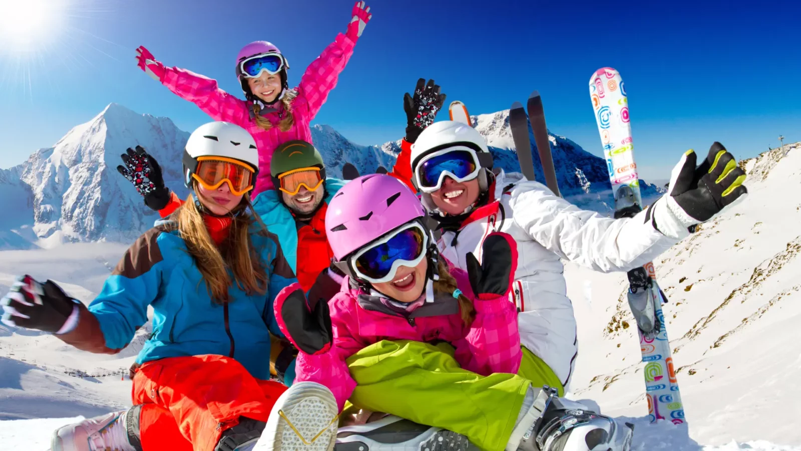 Students having fun in the snow at our ski camp in Champéry in the Swiss Alps