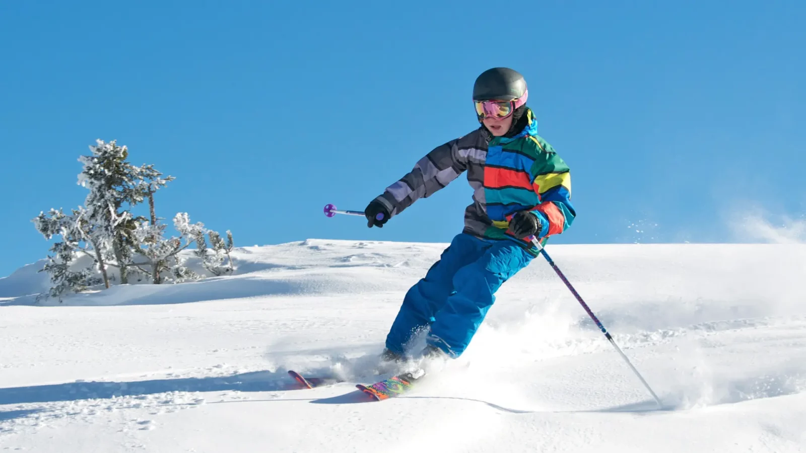 A student skiing at our camp in Champéry in the Swiss Alps